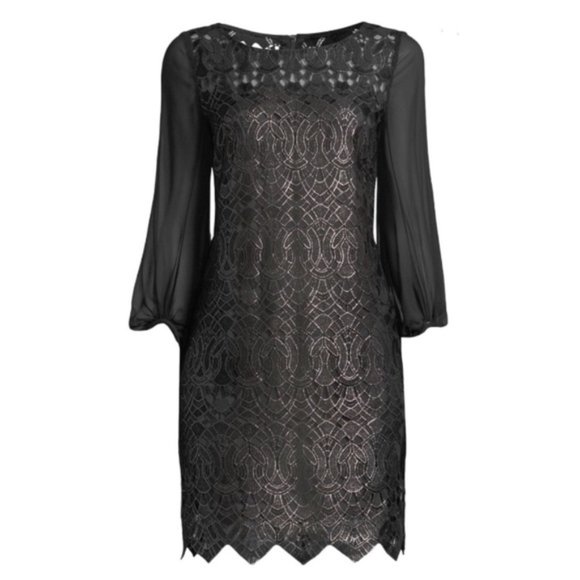 NWT ELIE TAHARI Merida Metallic Embroidered Dress - Picture 5 of 5